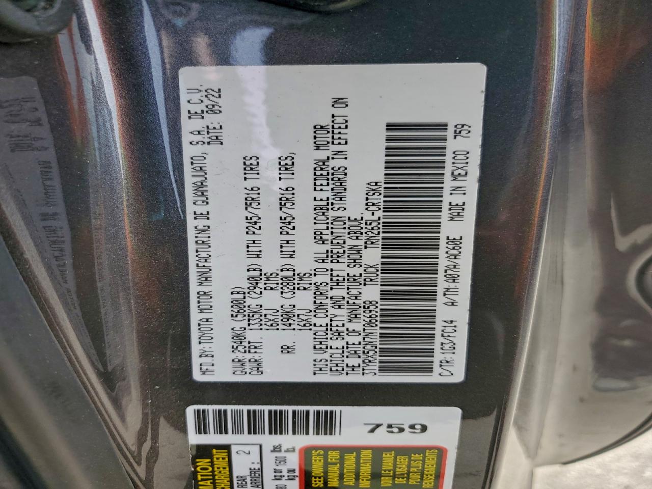 2022 TOYOTA TACOMA ACCESS CAB photo 34