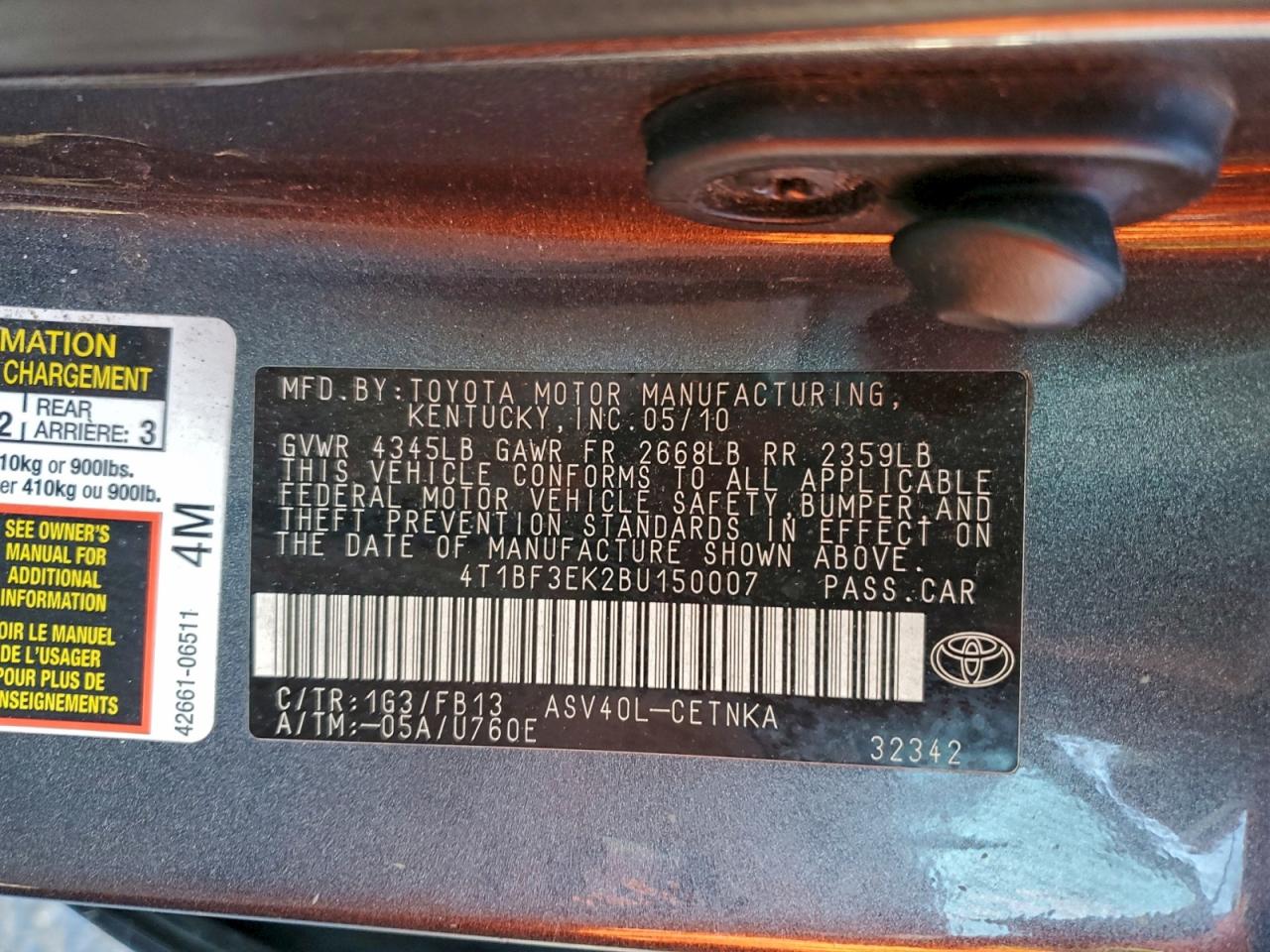 2011 TOYOTA CAMRY BASE photo 13