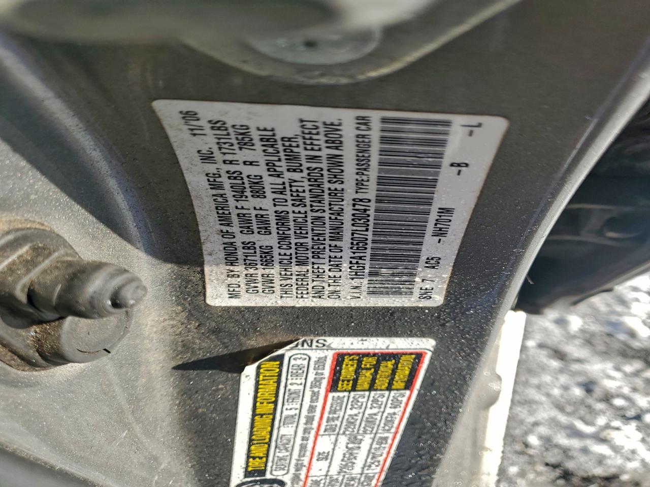 2007 HONDA CIVIC LX photo 25