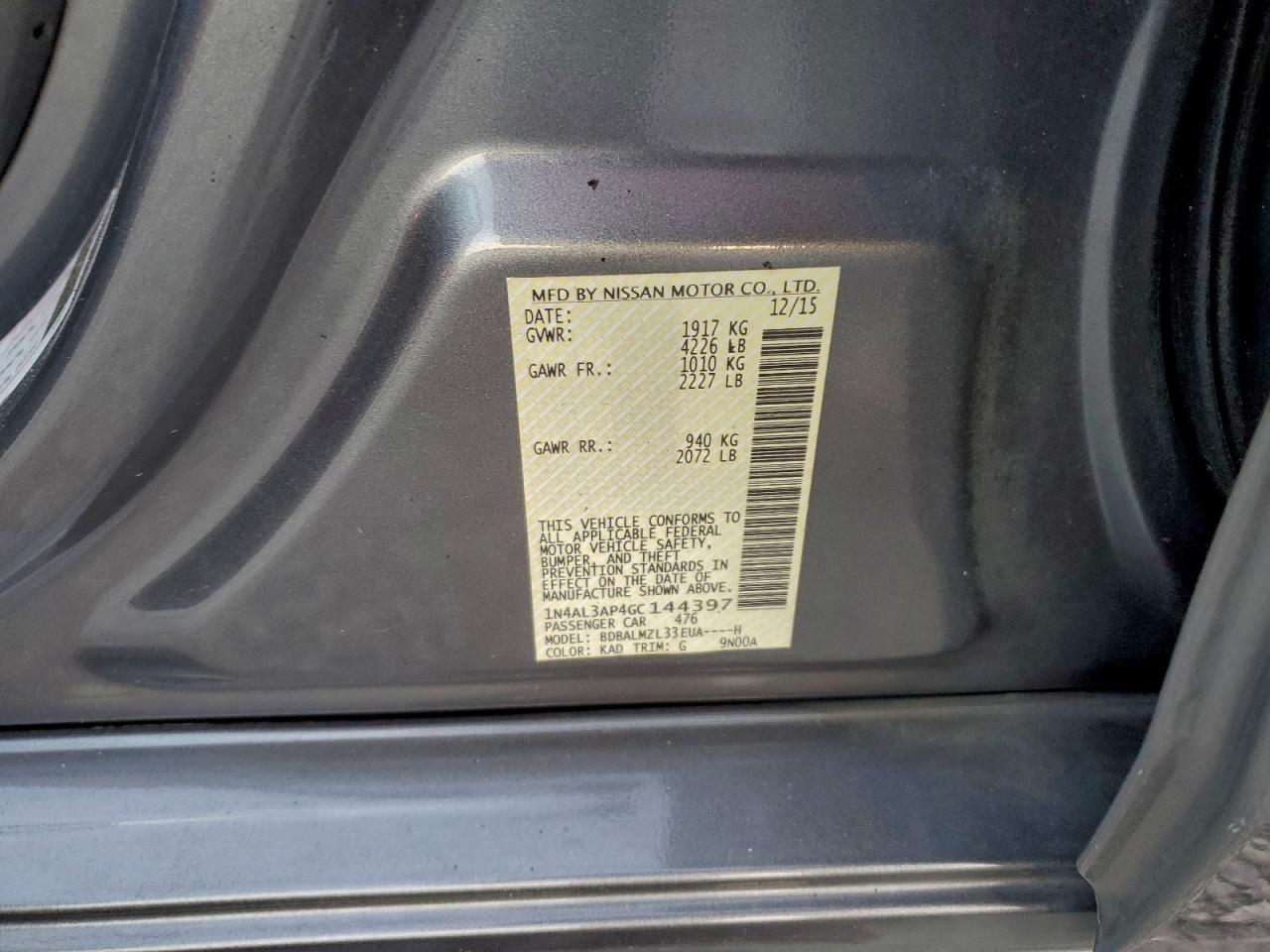 2016 NISSAN ALTIMA 2.5 photo 12