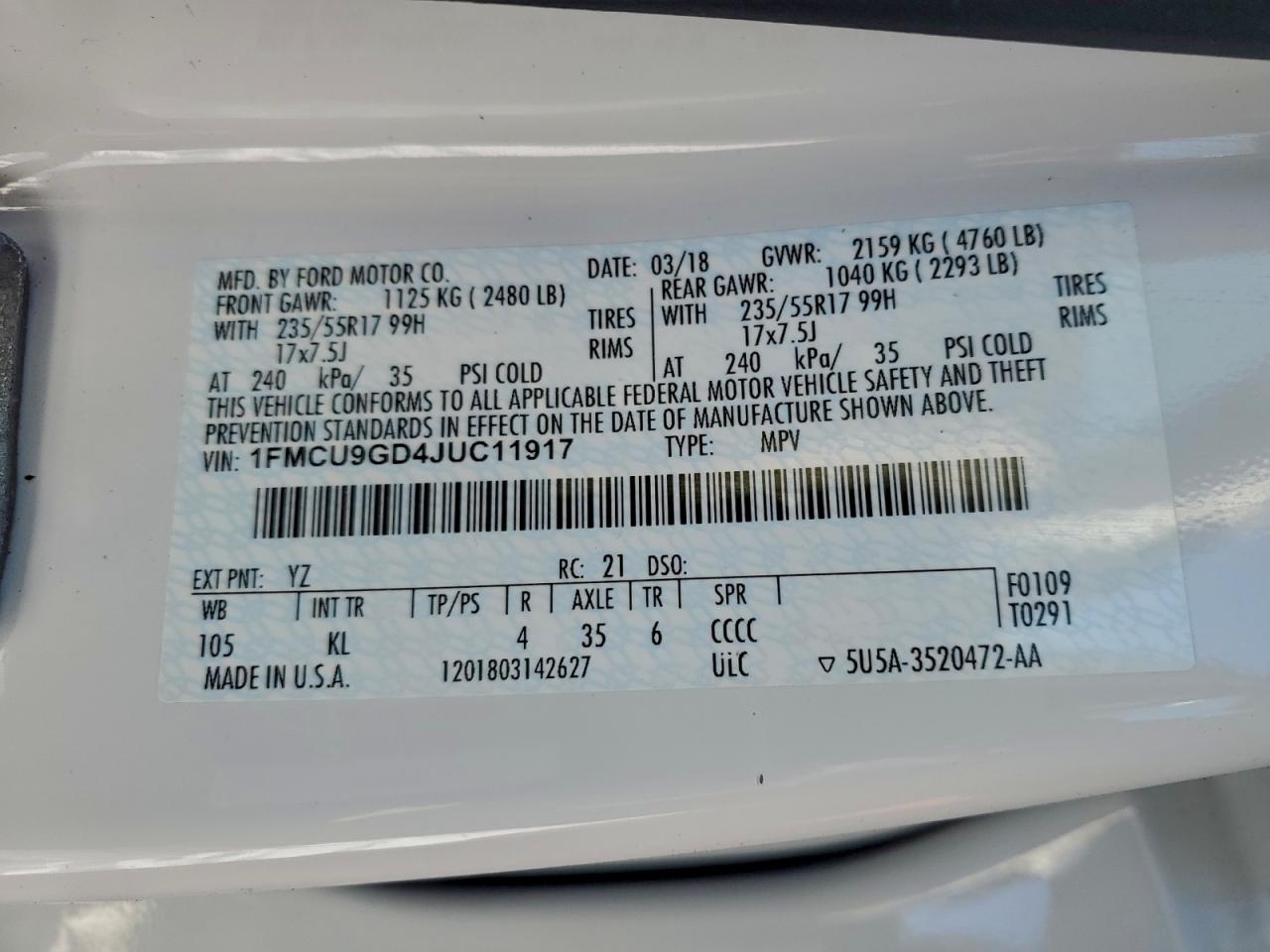 2018 FORD ESCAPE SE photo 25
