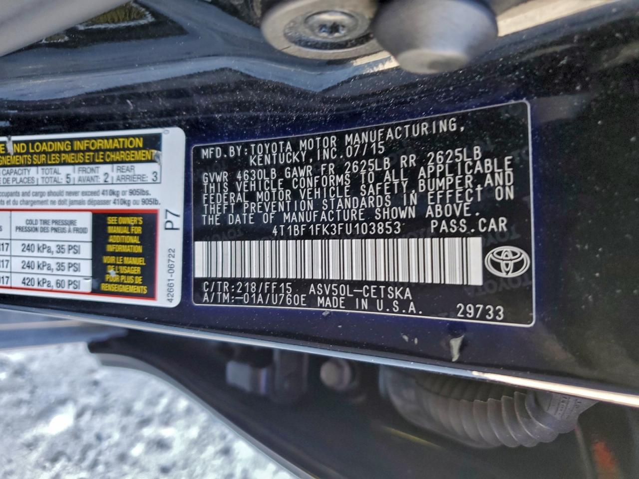 2015 TOYOTA CAMRY LE photo 12