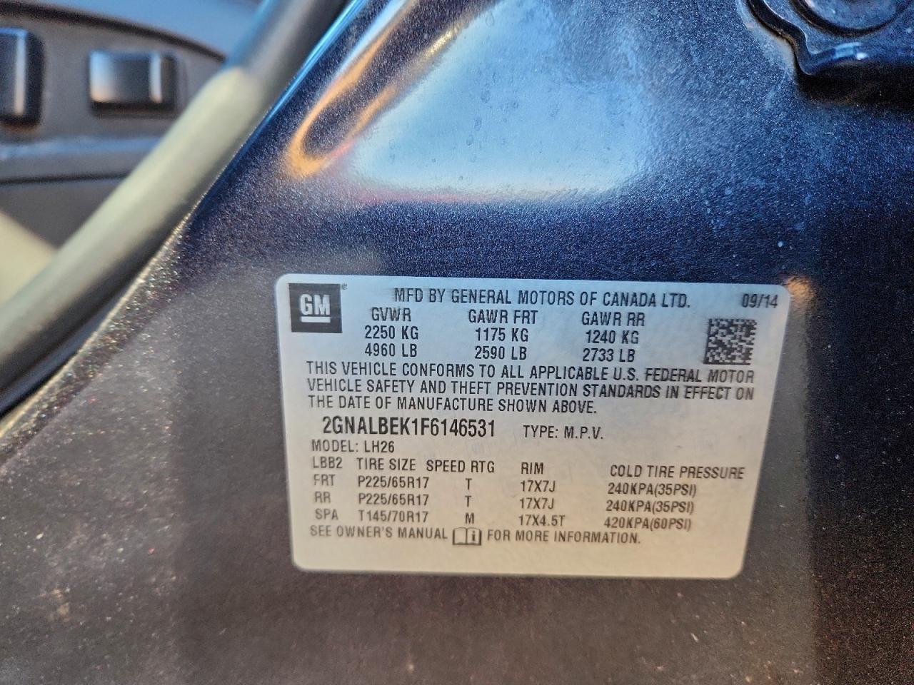 2015 CHEVROLET EQUINOX LT photo 37