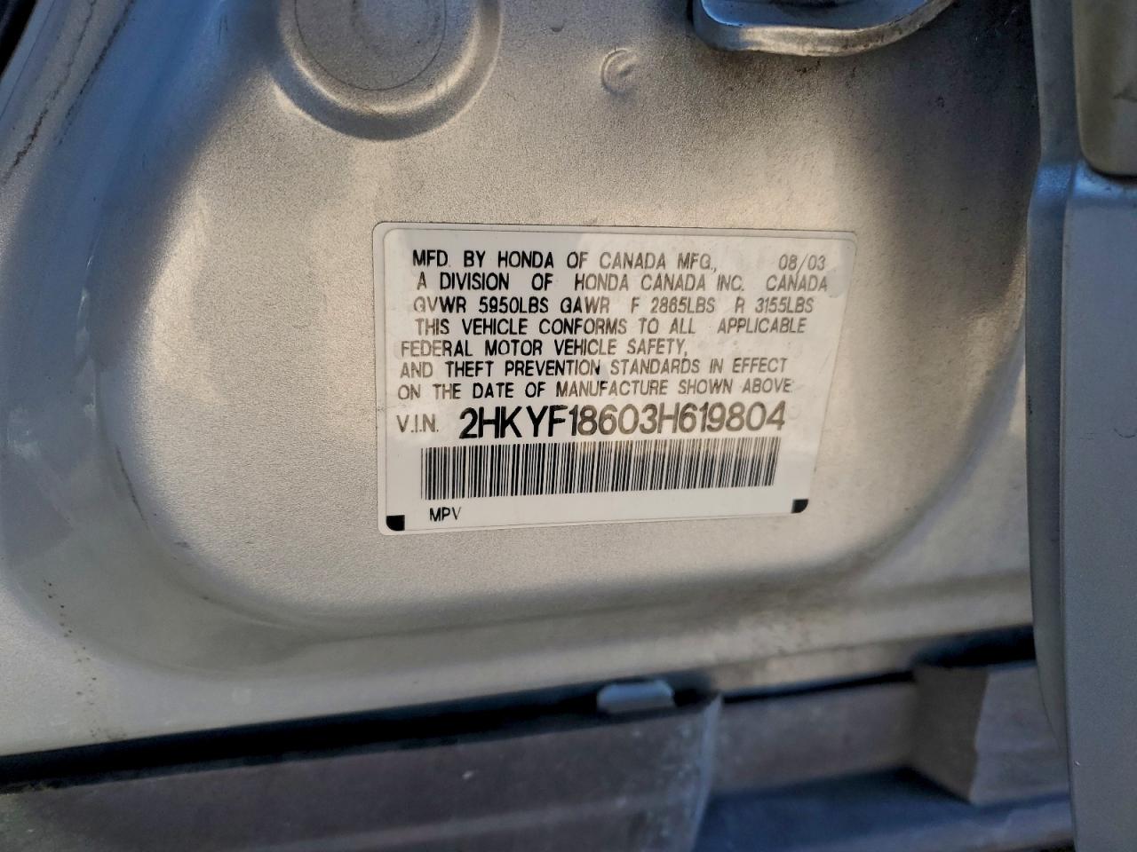 2003 HONDA PILOT EXL photo 23