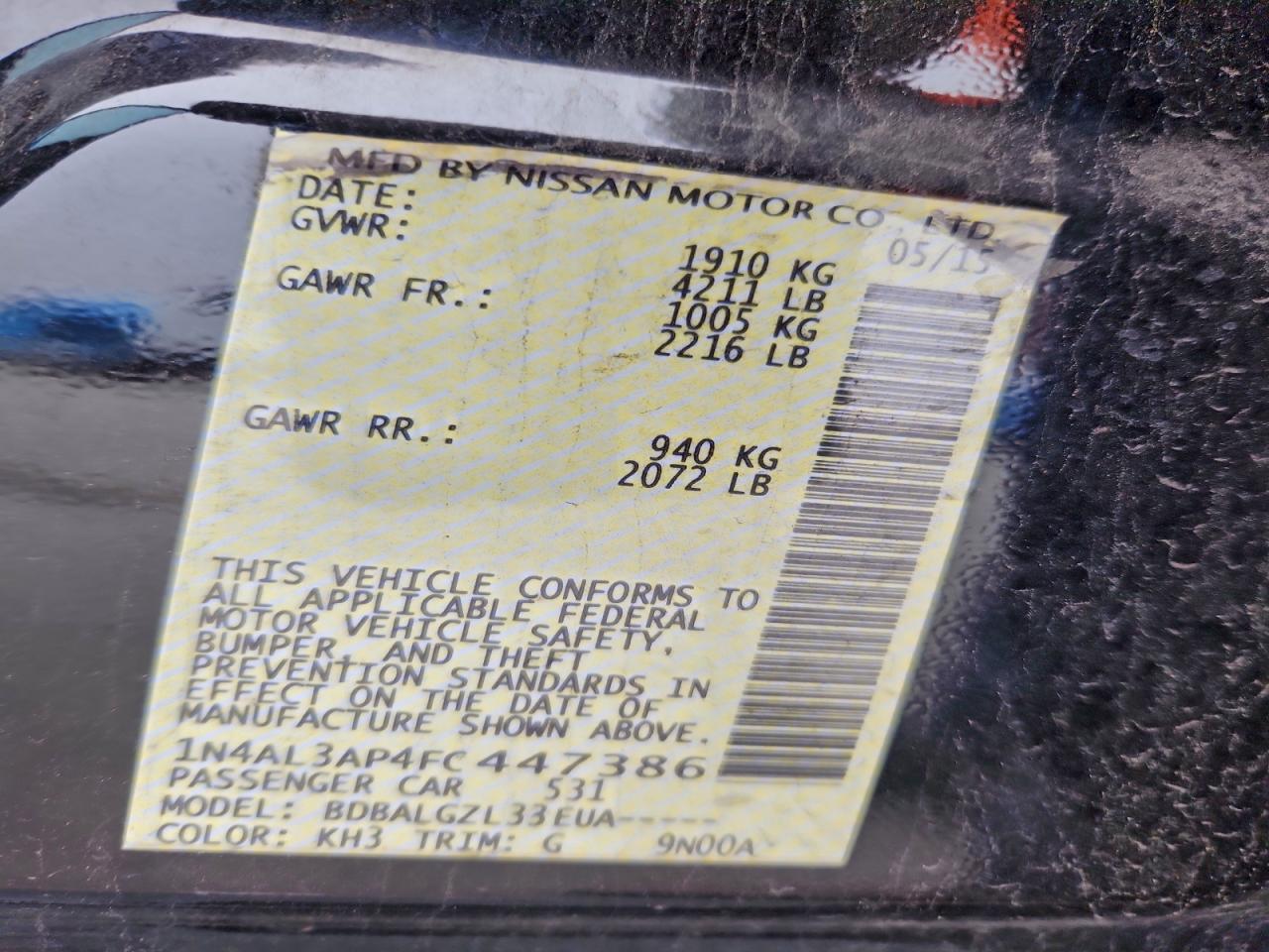 2015 NISSAN ALTIMA 2.5 photo 12