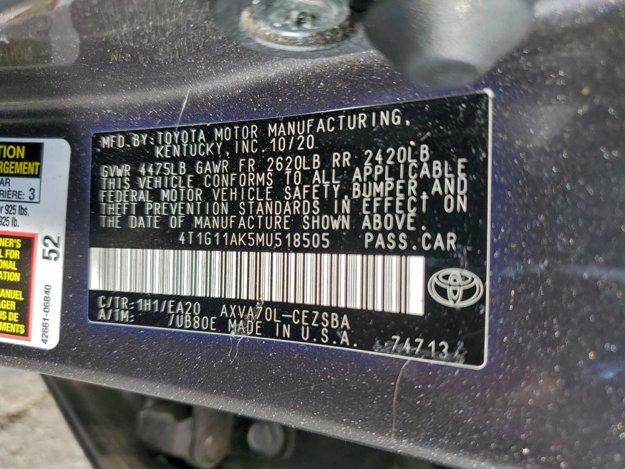 2021 TOYOTA CAMRY SE photo 23