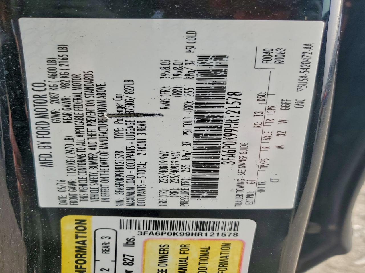 2017 FORD FUSION TITANIUM photo 12