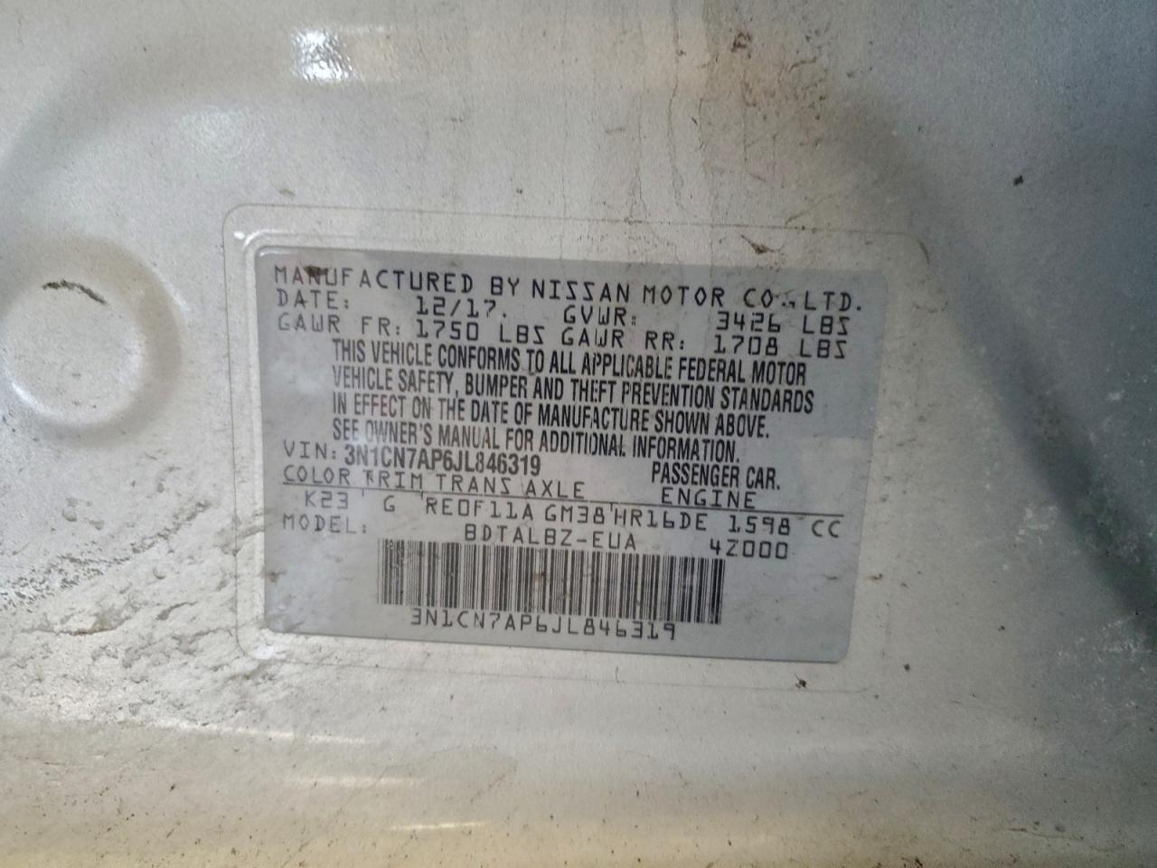 2018 NISSAN VERSA S photo 37