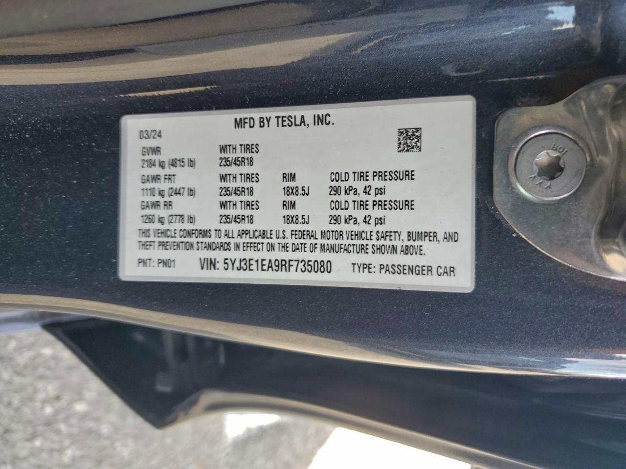 2024 TESLA MODEL 3 photo 13