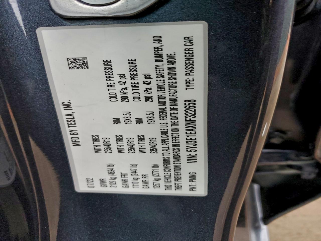 2022 TESLA MODEL 3 photo 23