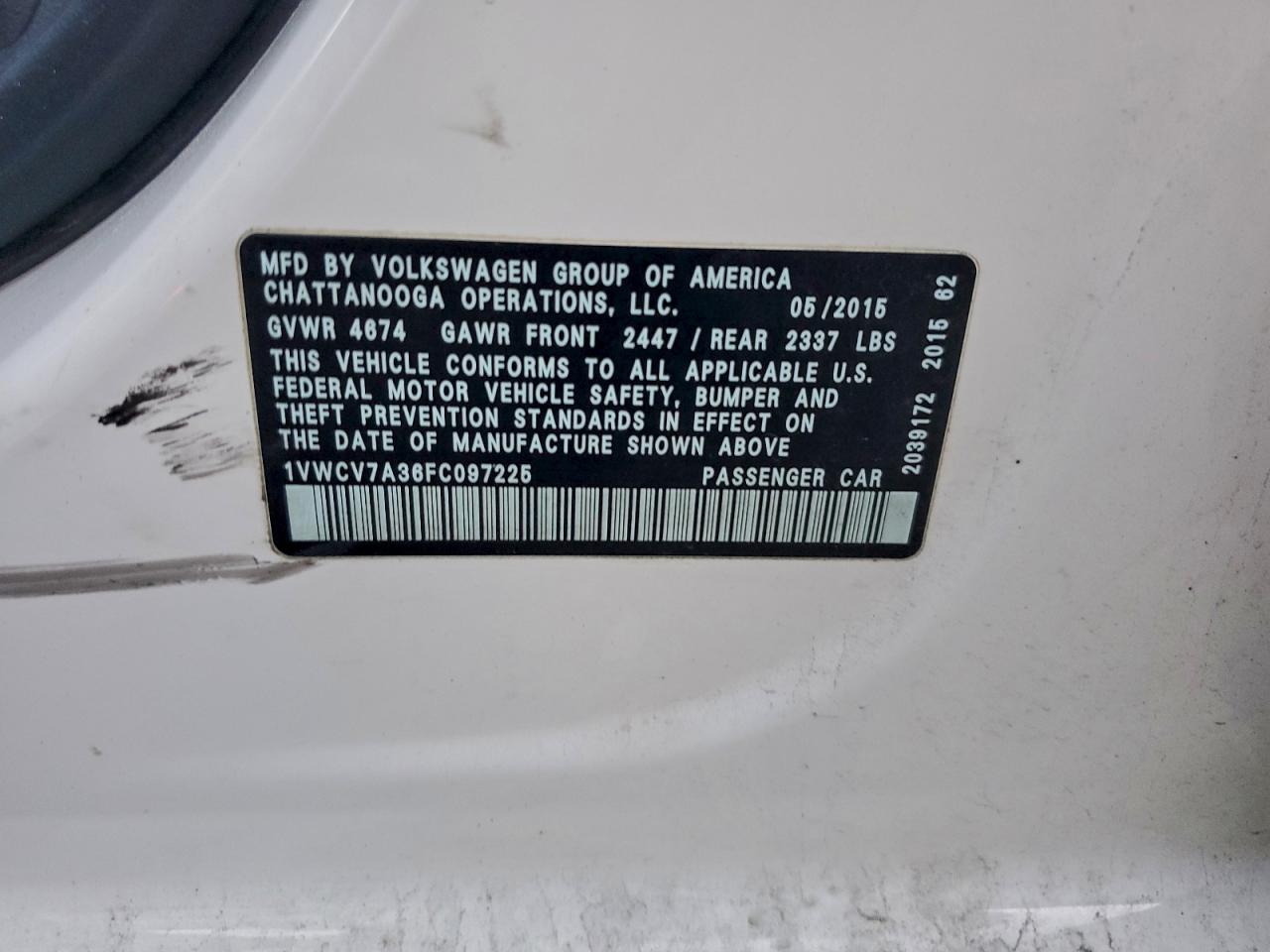 2015 VOLKSWAGEN PASSAT SEL photo 12