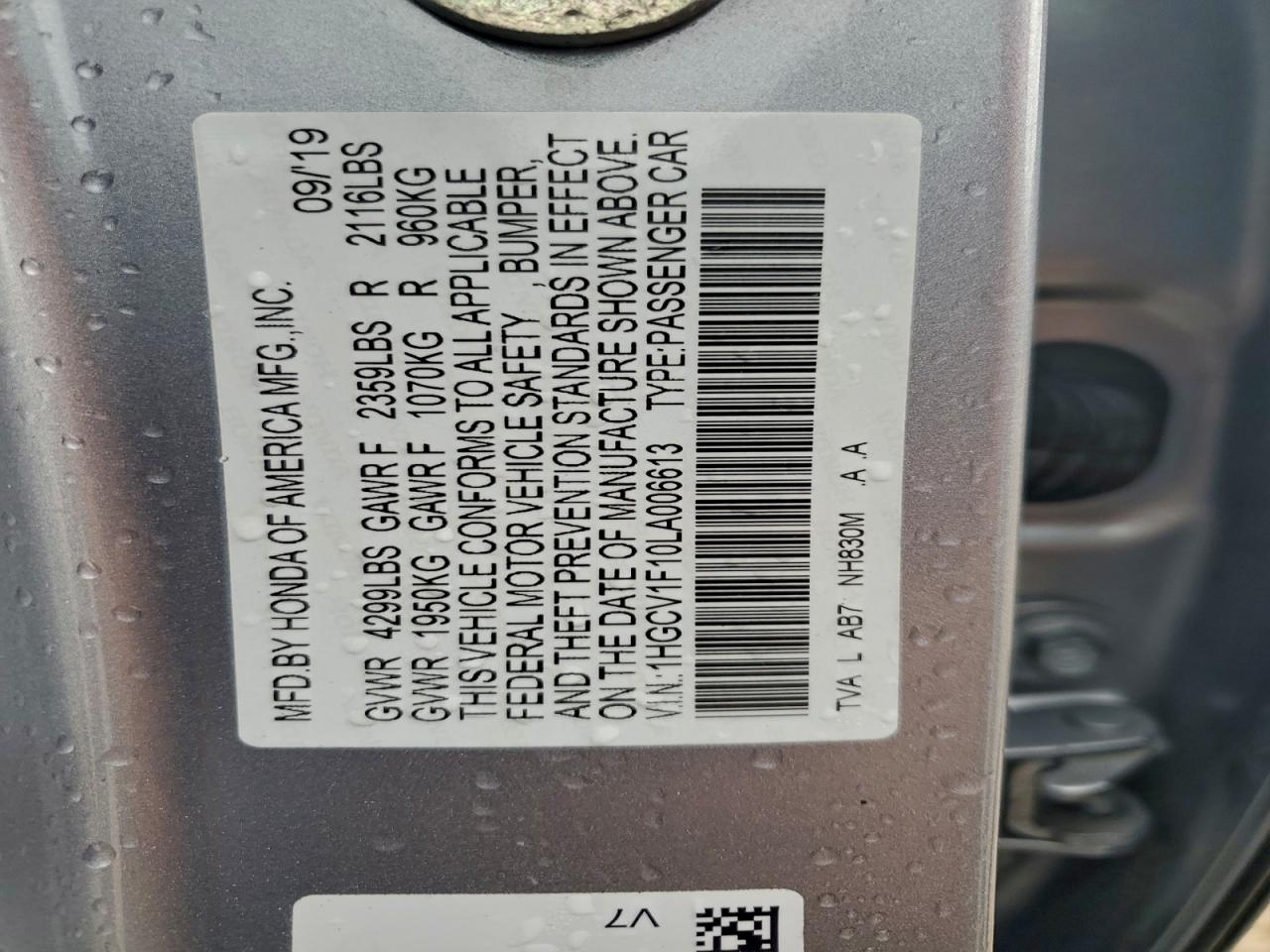 2020 HONDA ACCORD LX photo 23