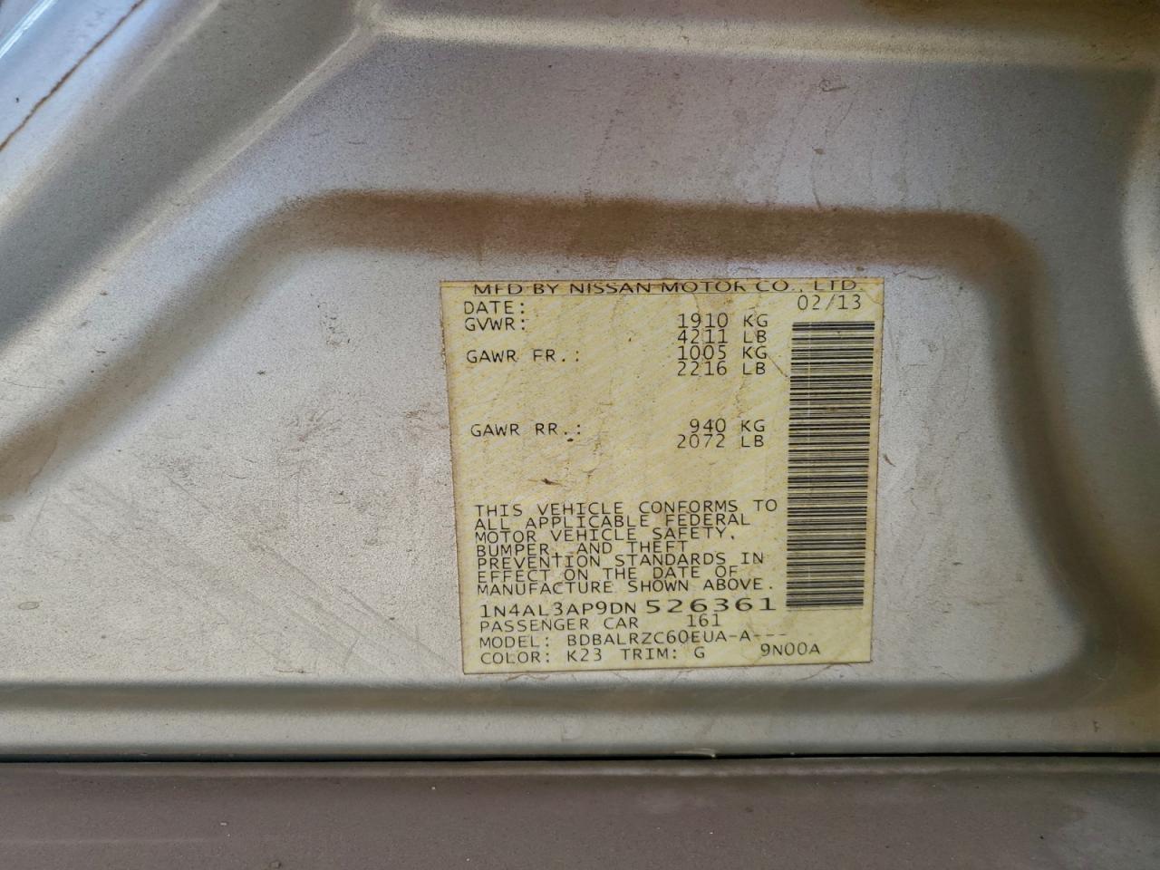 2013 NISSAN ALTIMA 2.5 photo 12