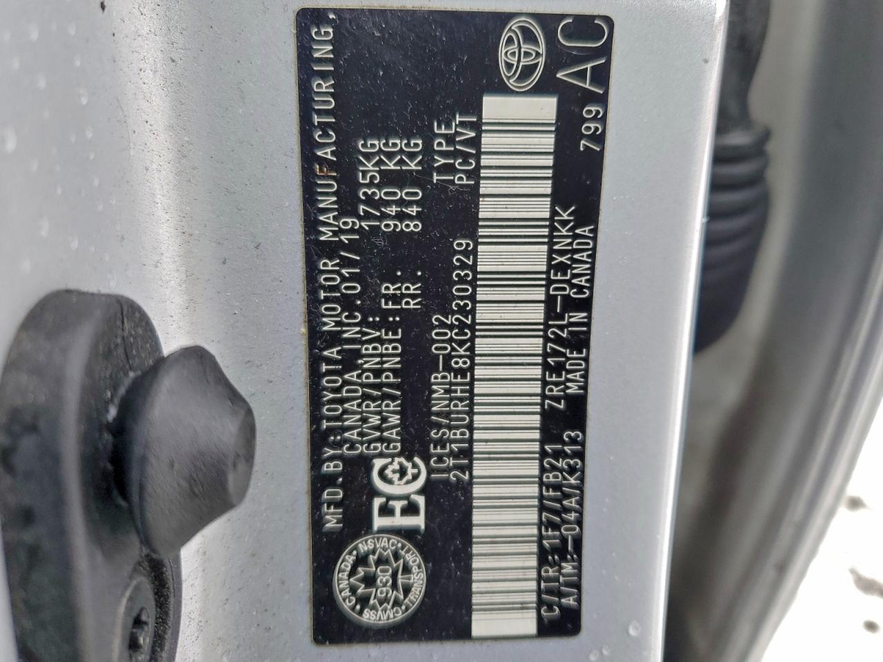 2019 TOYOTA COROLLA L photo 13