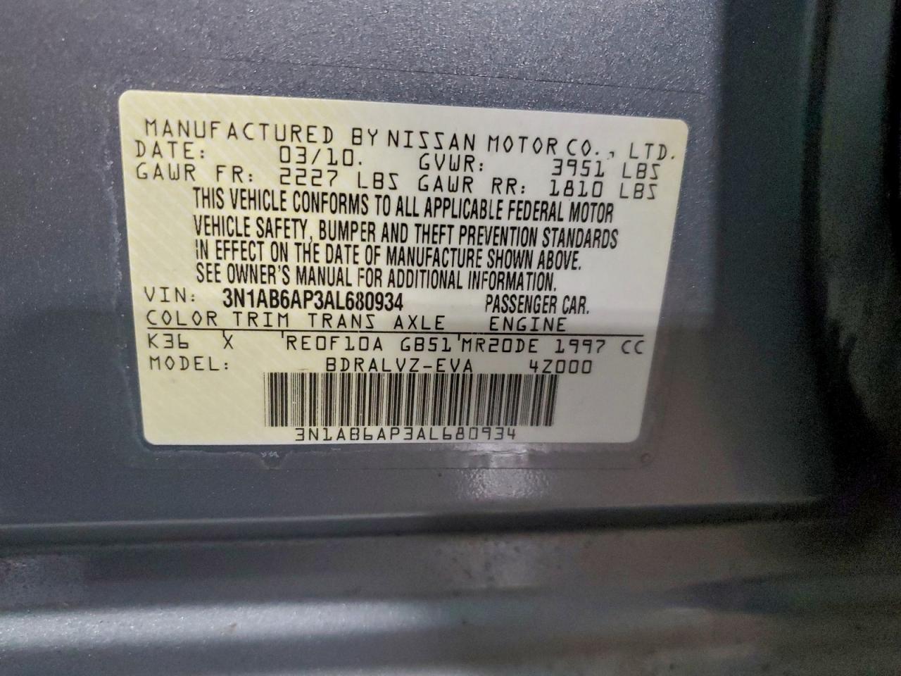 2010 NISSAN SENTRA 2.0 photo 12