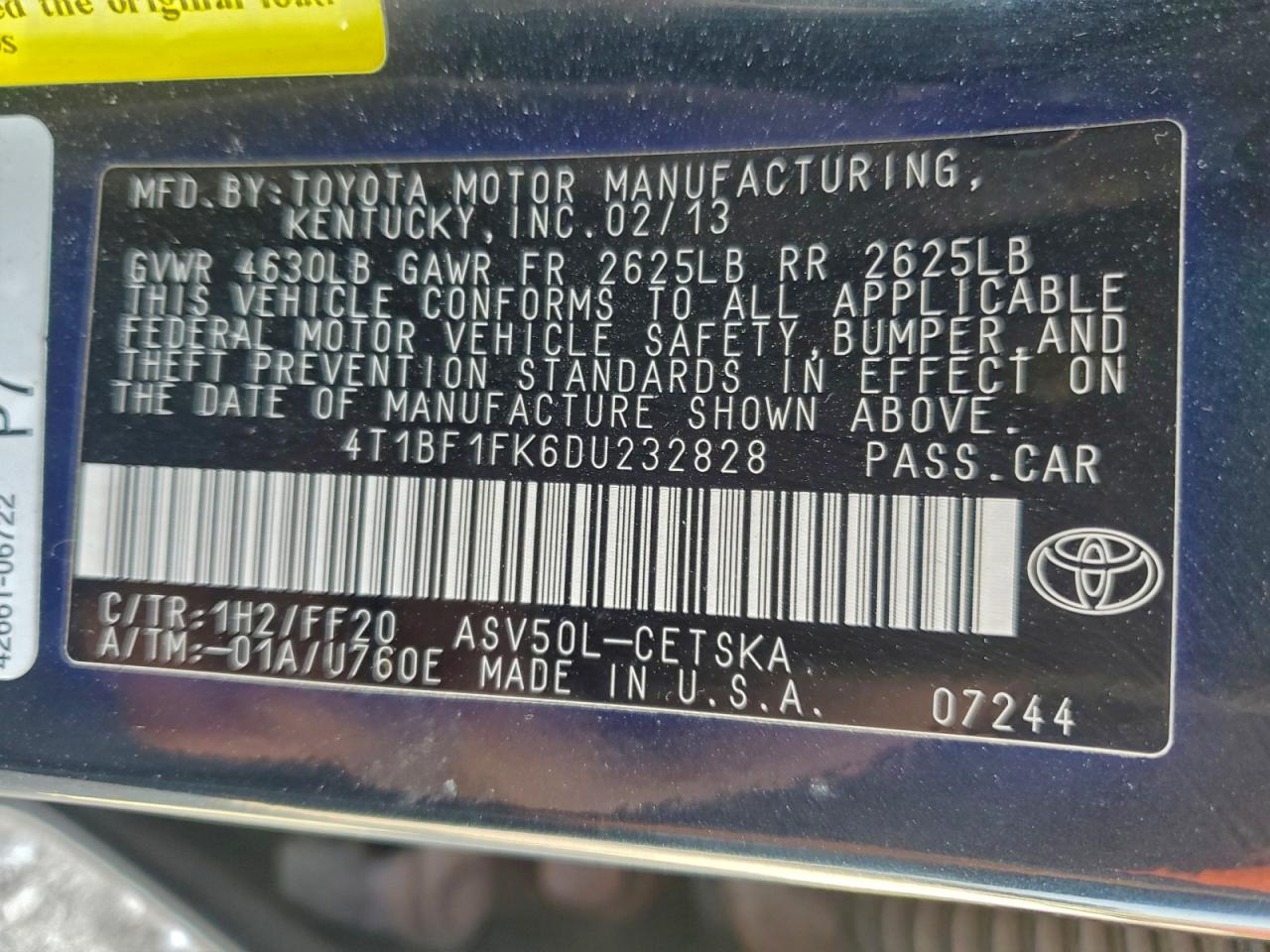 2013 TOYOTA CAMRY L photo 23