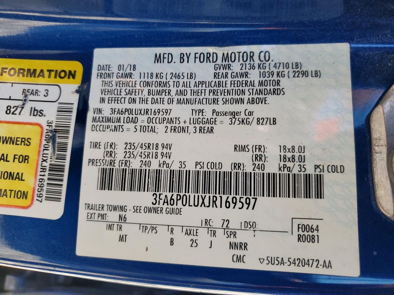 2018 FORD FUSION SE HYBRID photo 12