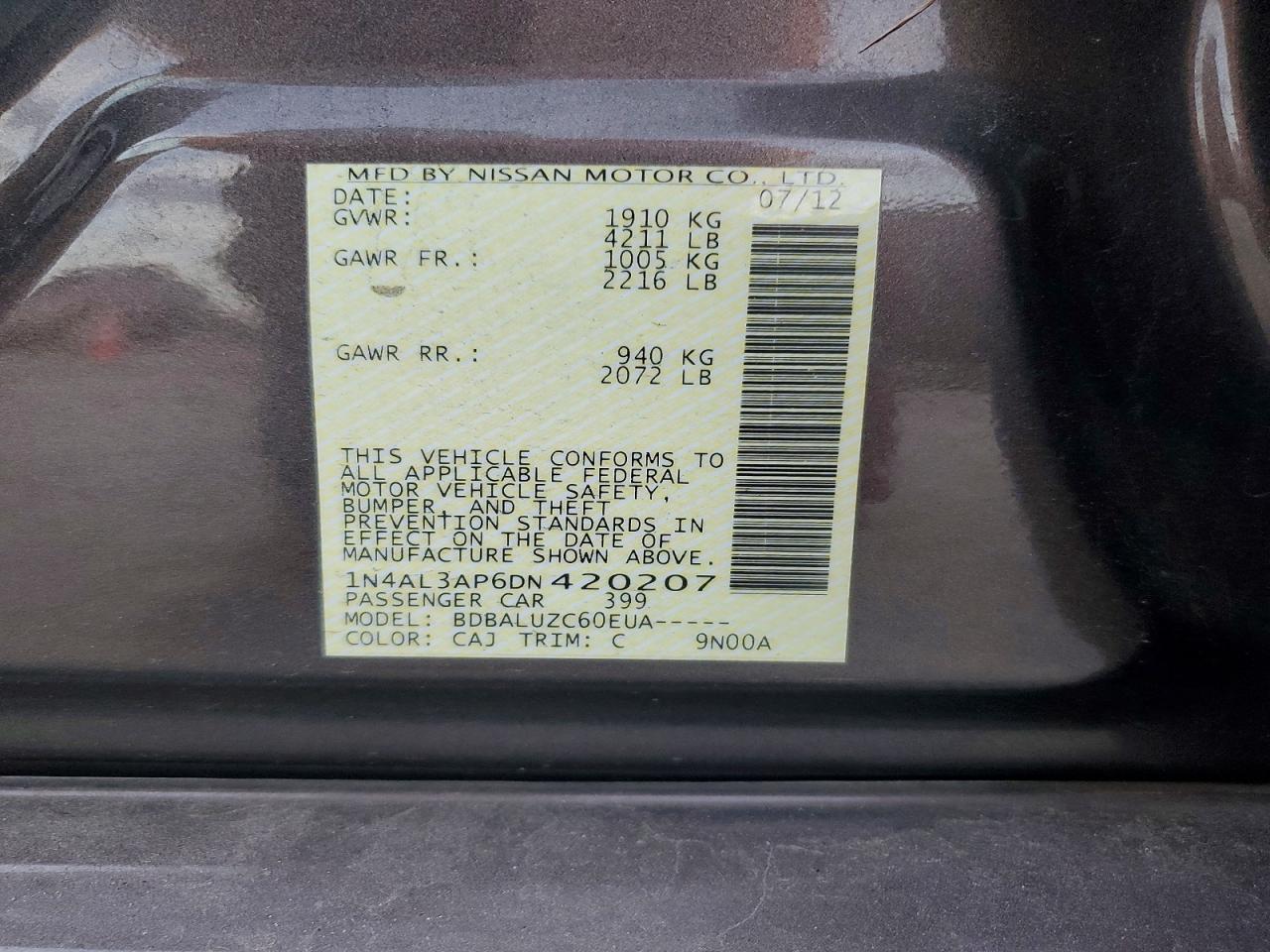 2013 NISSAN ALTIMA 2.5 photo 12
