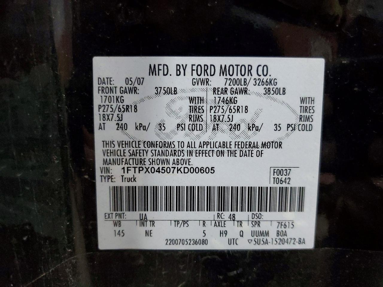 2007 FORD F150 photo 12