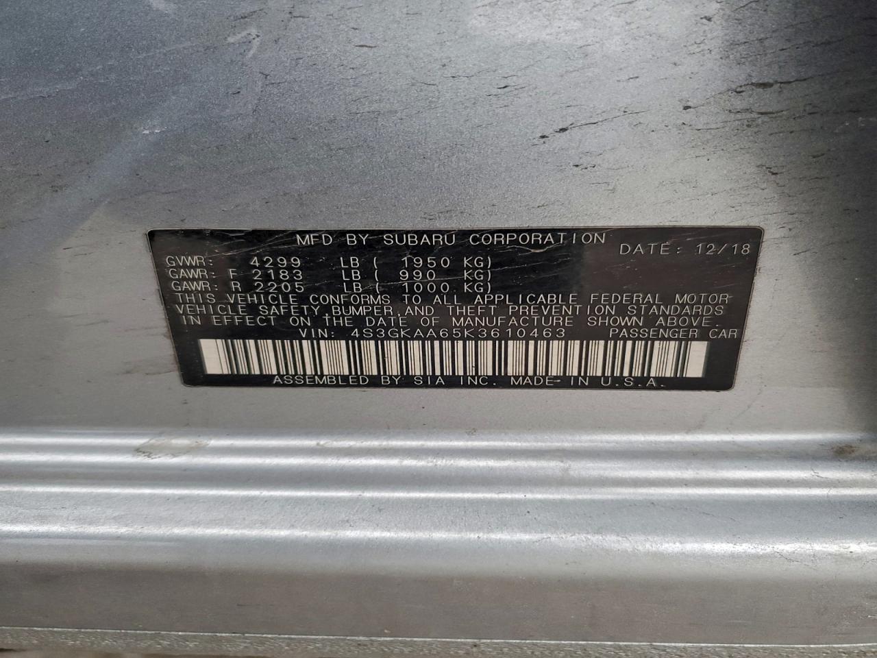 2019 SUBARU IMPREZA photo 13