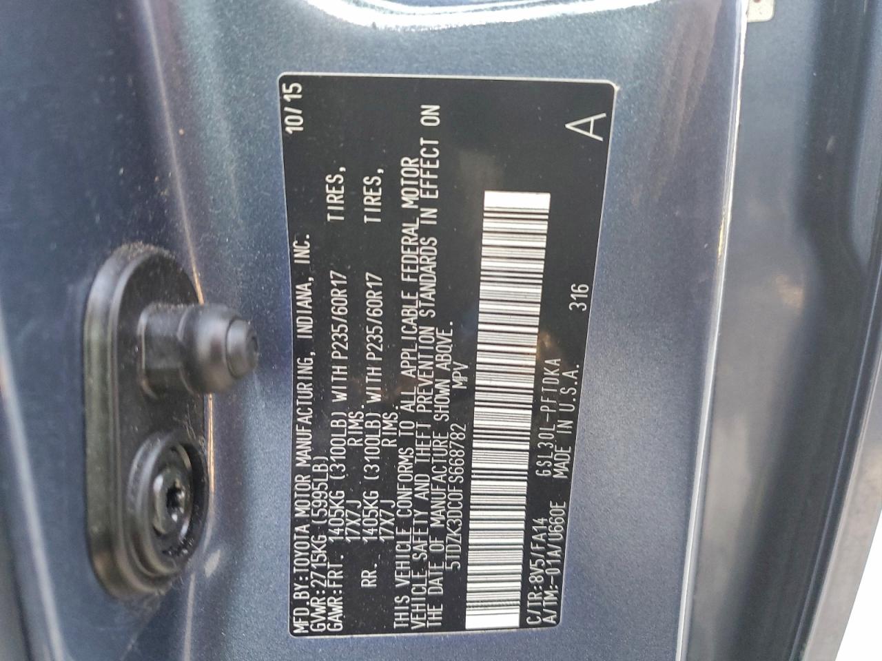 2015 TOYOTA SIENNA photo 25