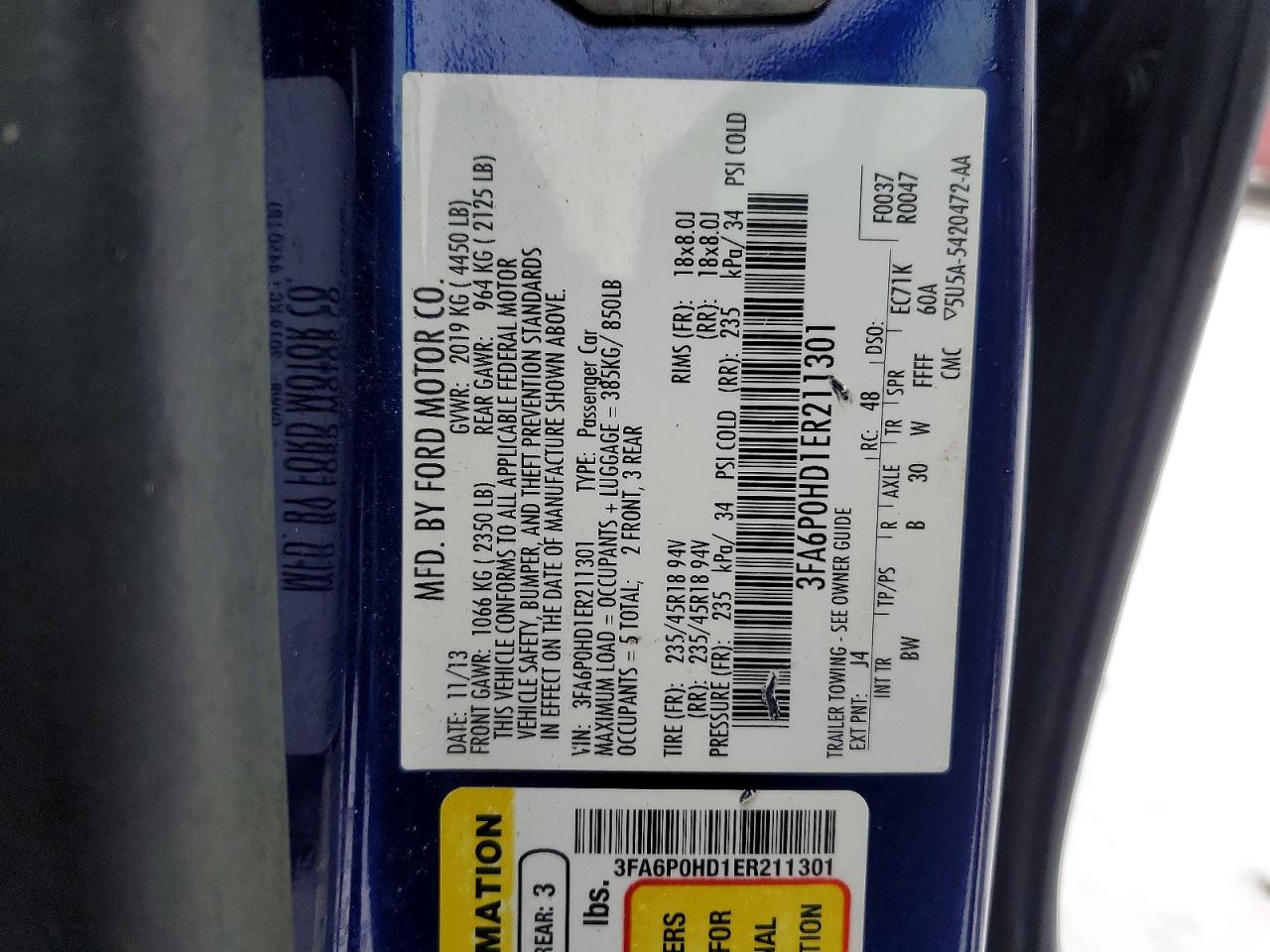 2014 FORD FUSION SE photo 12