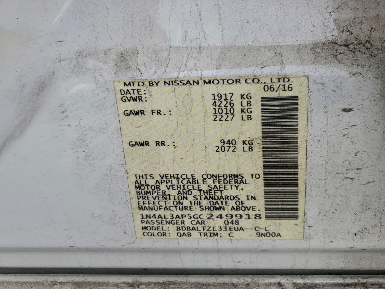 2016 NISSAN ALTIMA 2.5 photo 12
