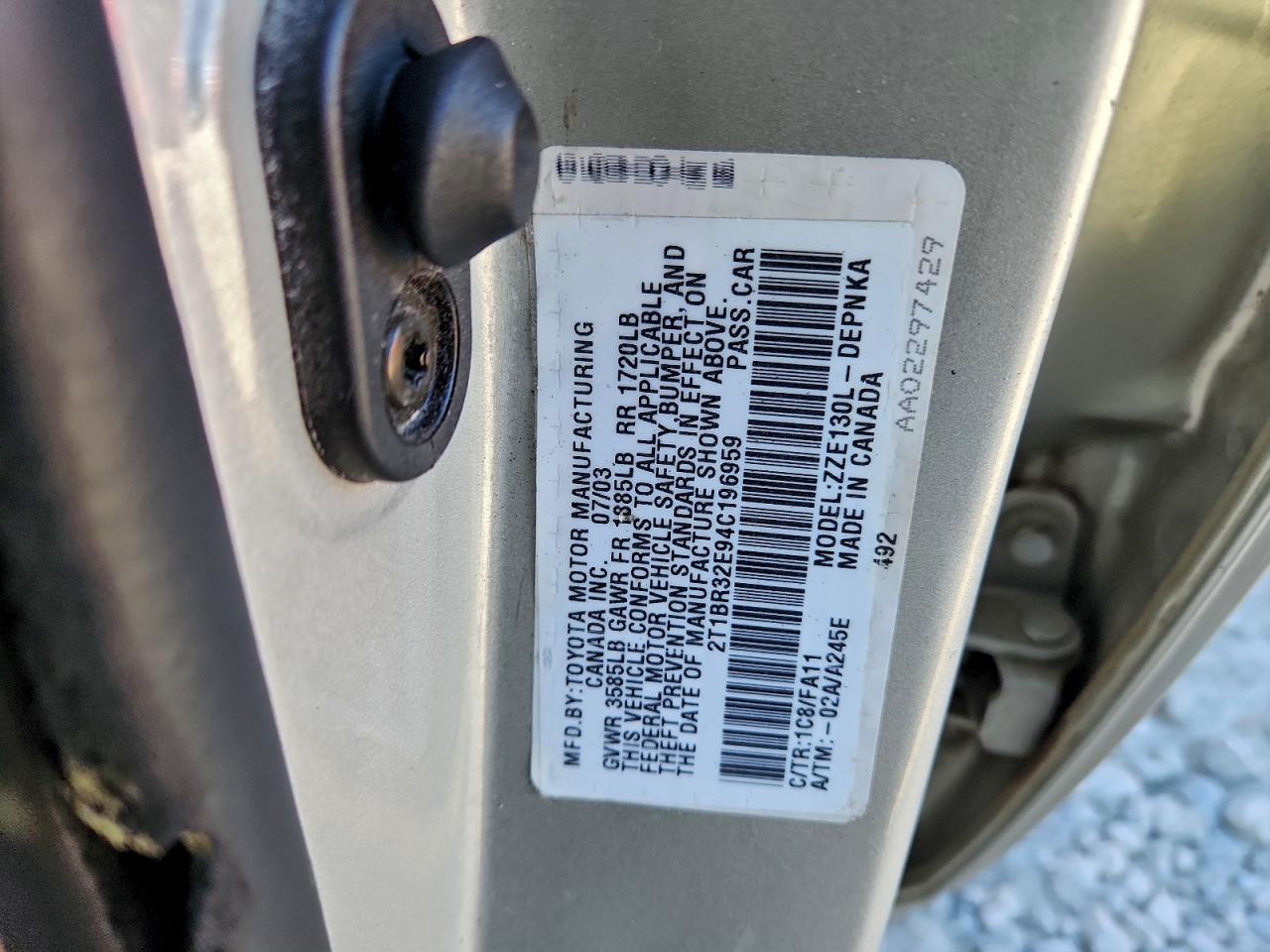 2004 TOYOTA COROLLA CE photo 12
