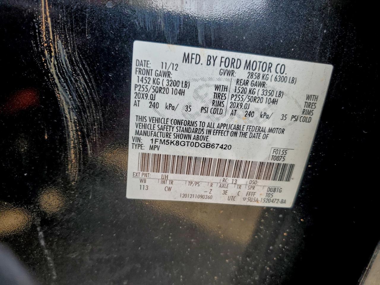 2013 FORD EXPLORER SPORT photo 12