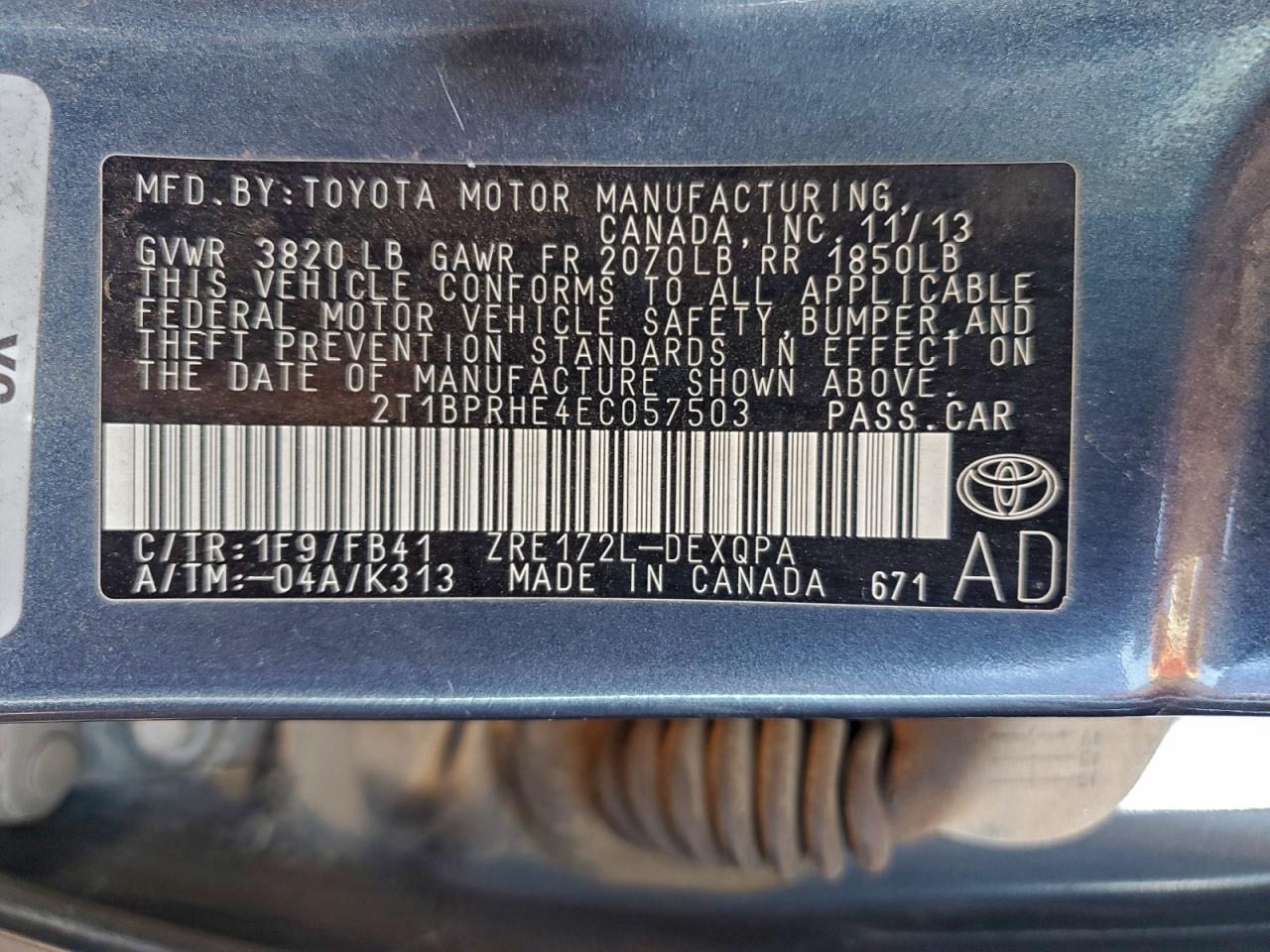 2014 TOYOTA COROLLA ECO photo 12