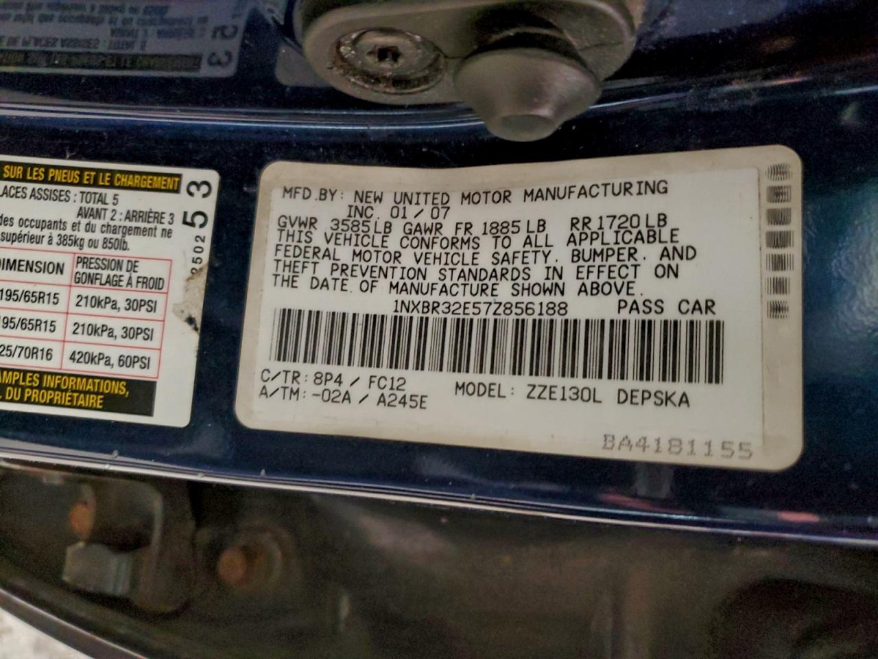 2007 TOYOTA COROLLA CE photo 23