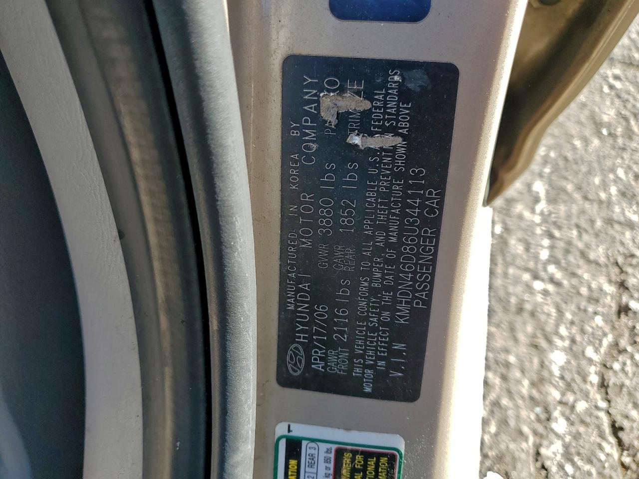 2006 HYUNDAI ELANTRA GLS photo 12