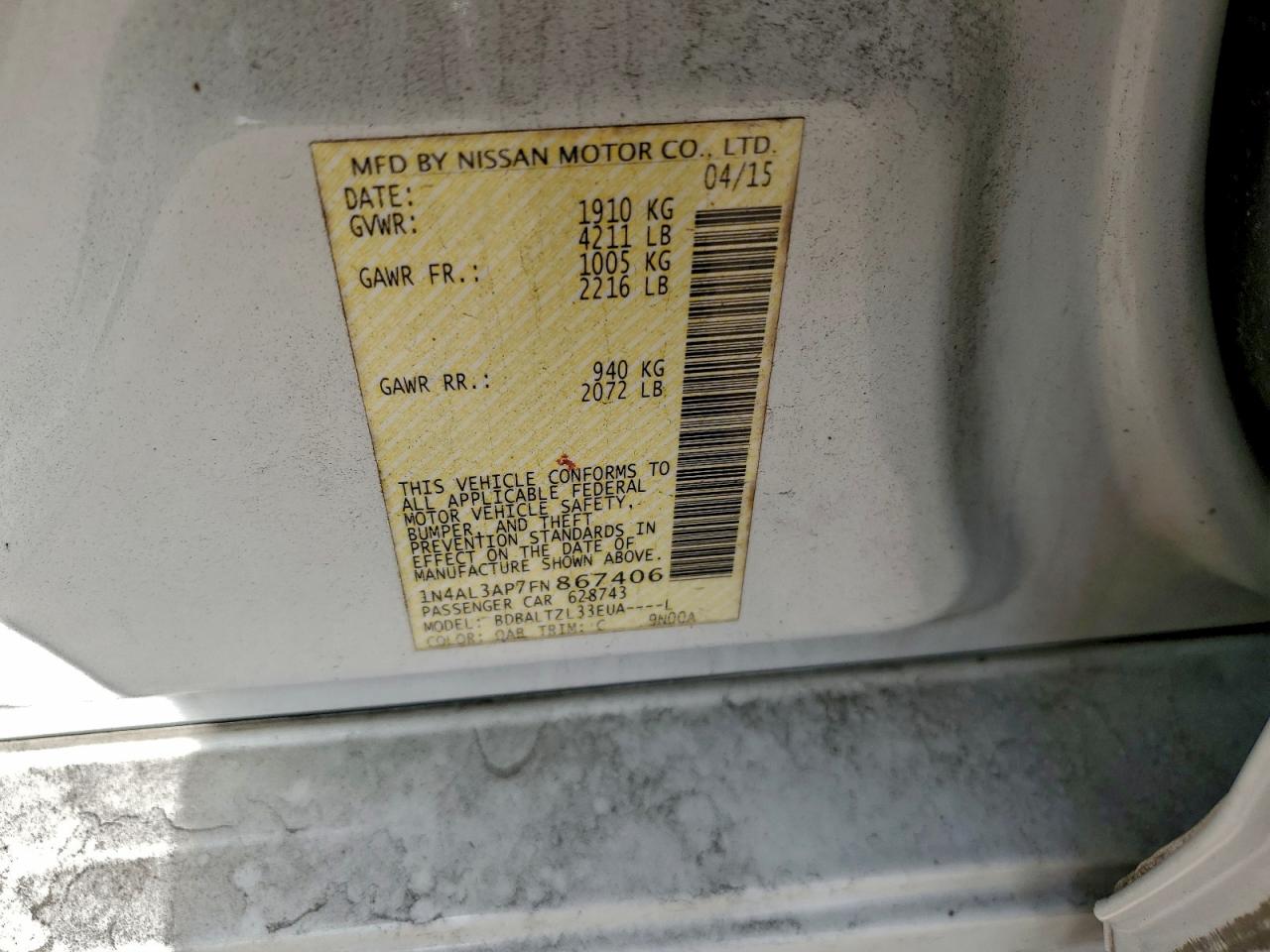 2015 NISSAN ALTIMA 2.5 photo 25