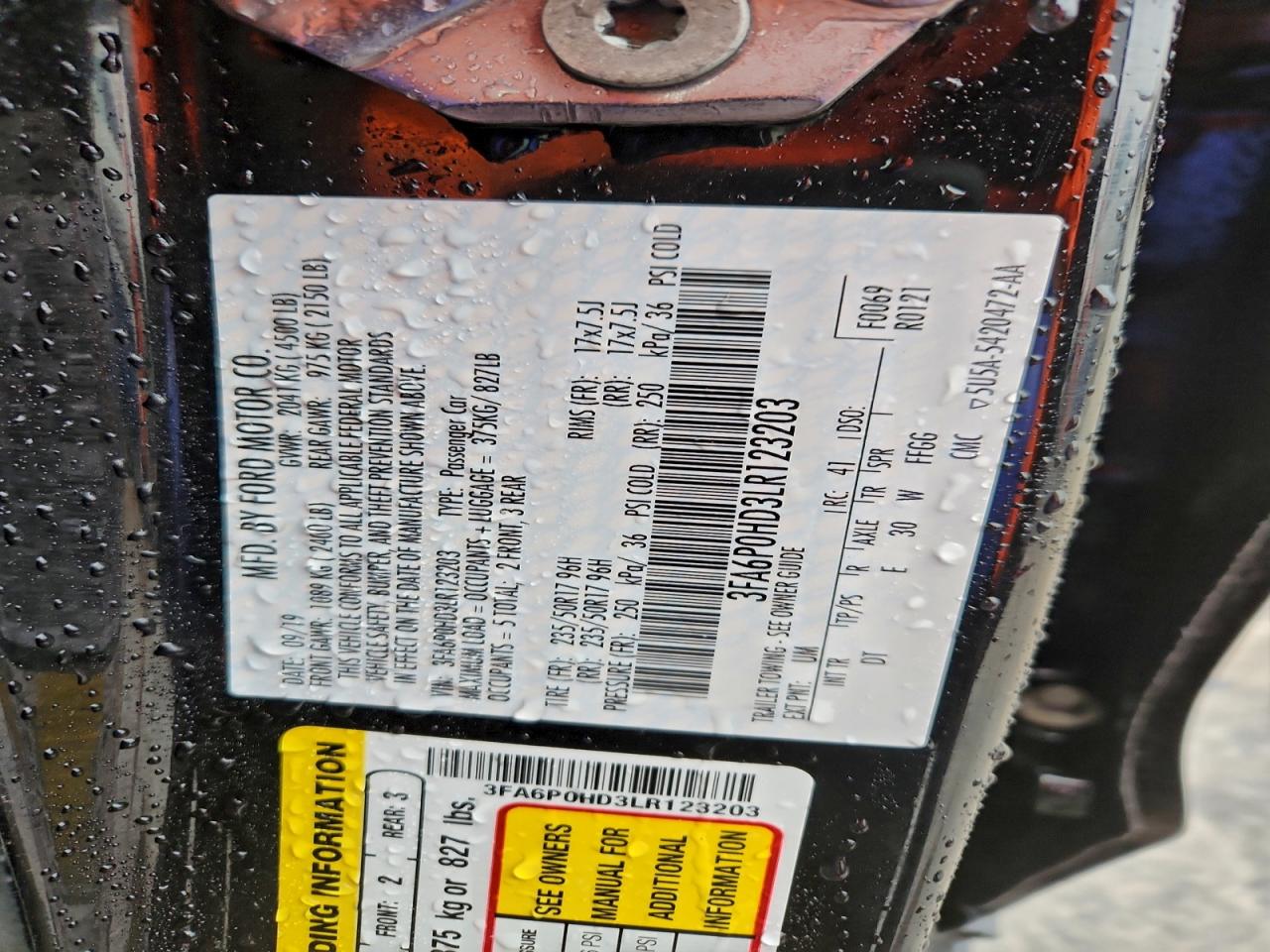 2020 FORD FUSION SE photo 23