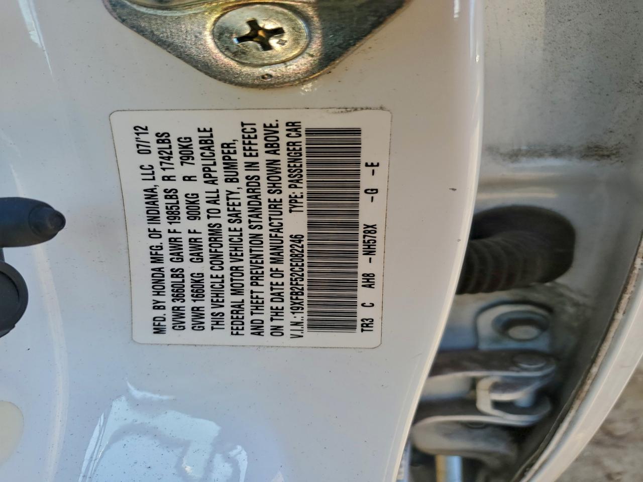 2012 HONDA CIVIC LX photo 34