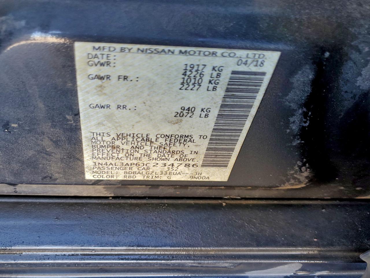 2018 NISSAN ALTIMA 2.5 photo 13