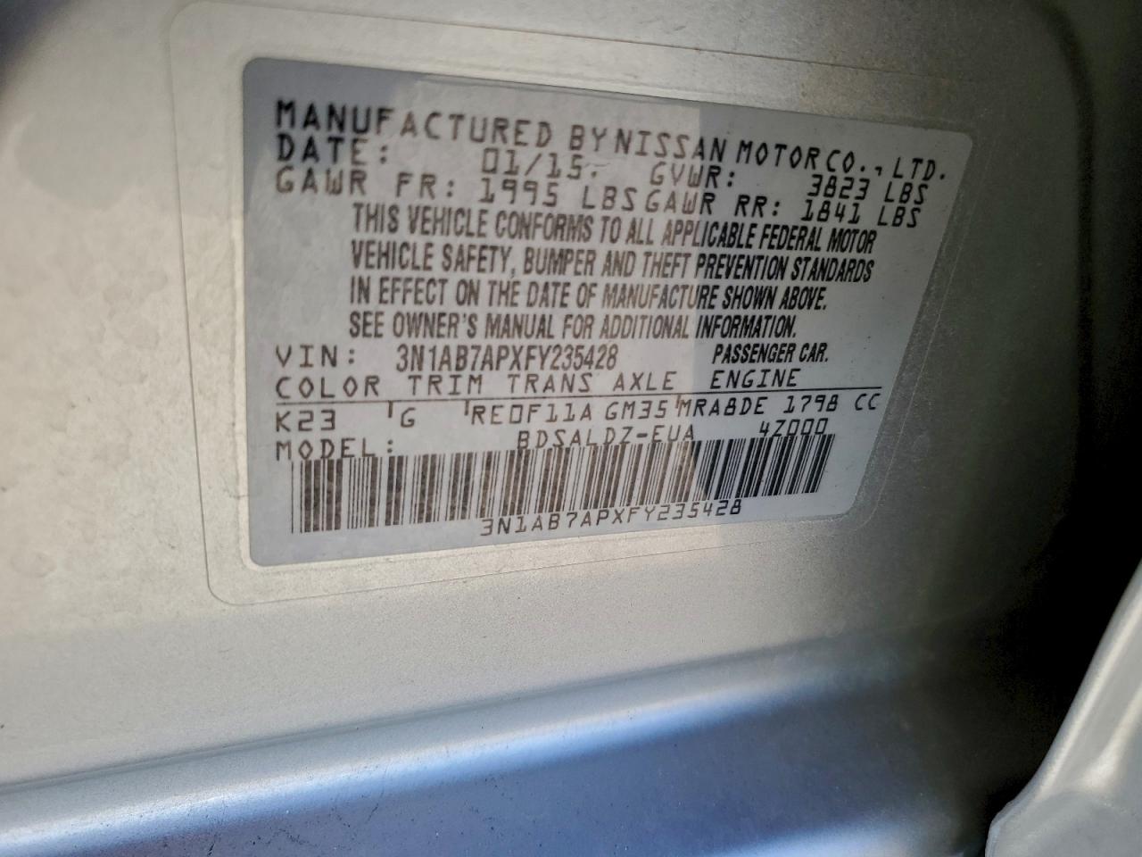 2015 NISSAN SENTRA S photo 23