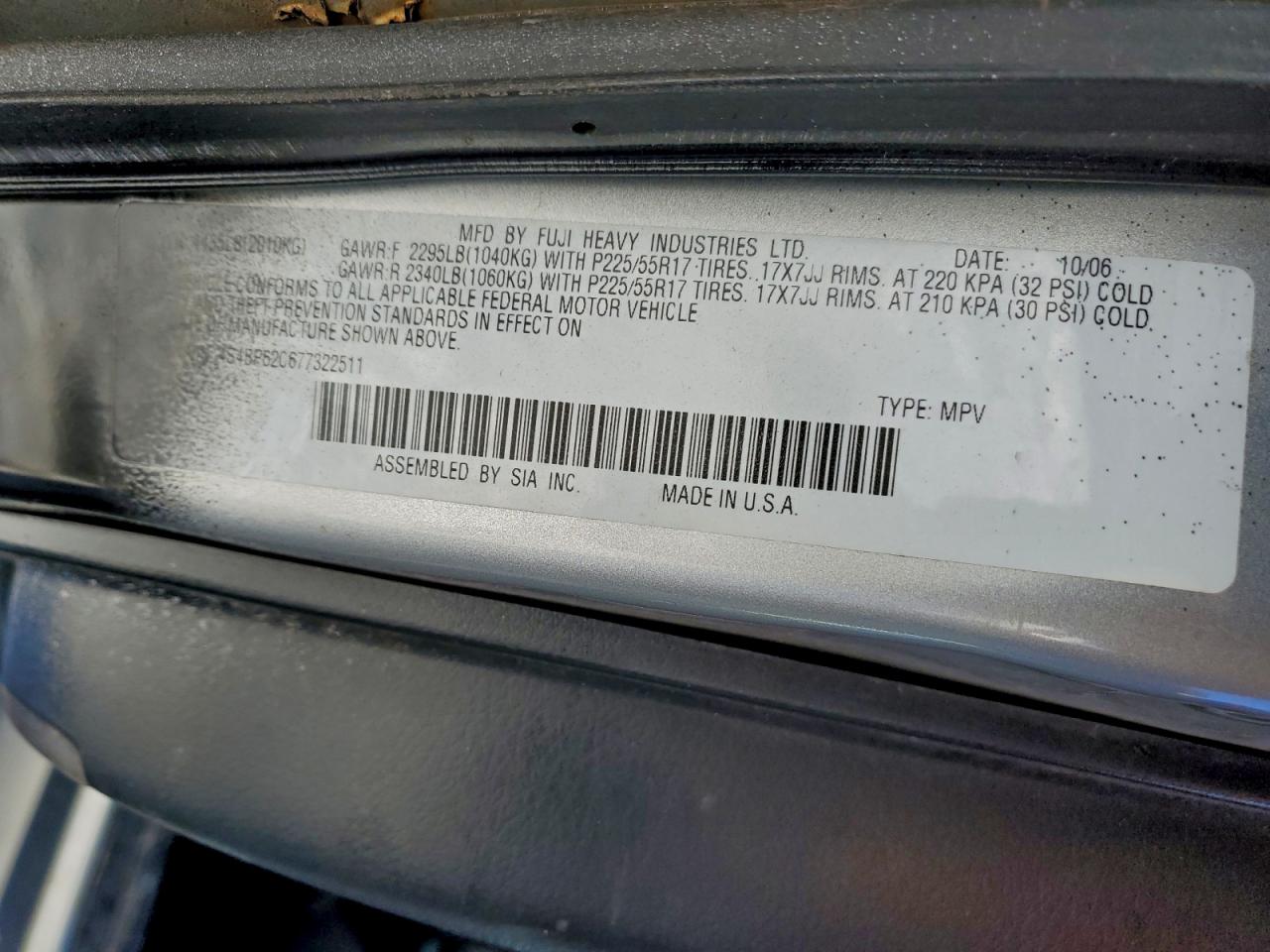 2007 SUBARU OUTBACK OUTBACK 2.5I LIMITED photo 13