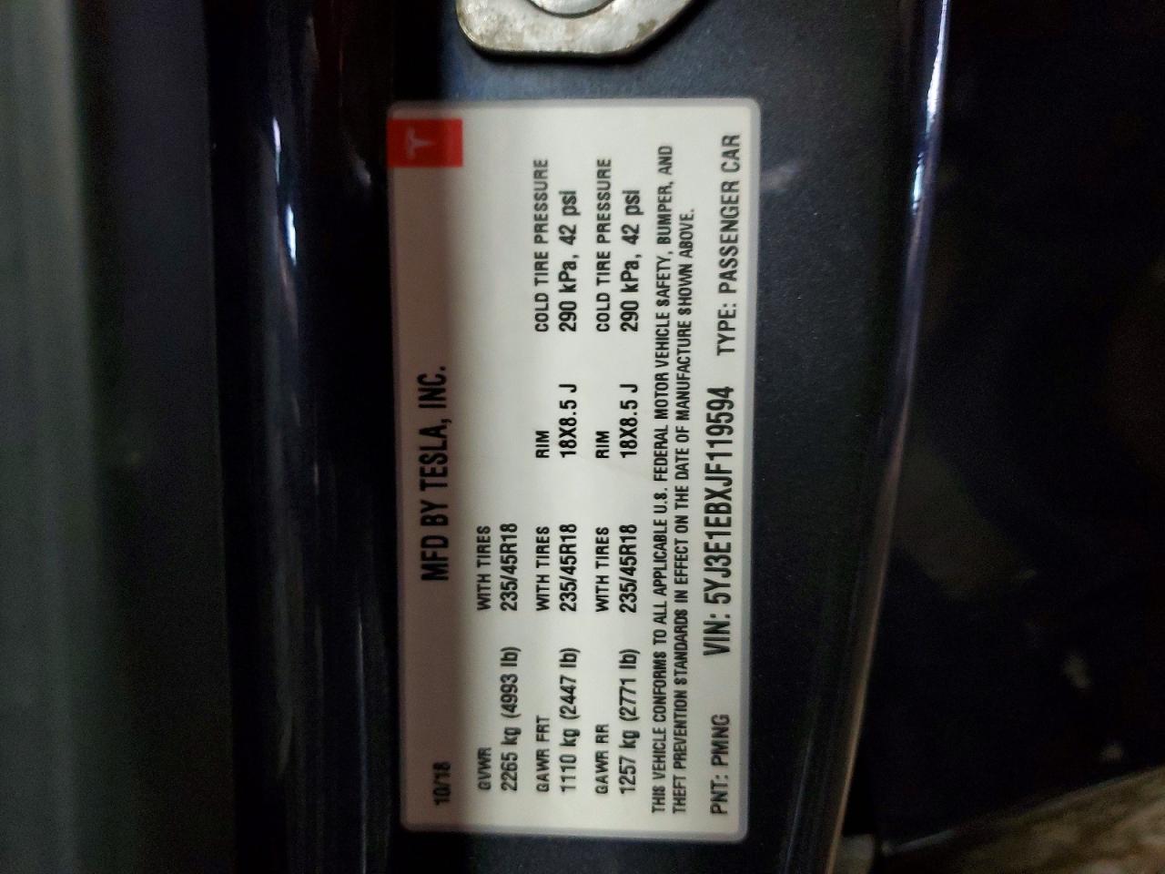 2018 TESLA MODEL 3 photo 25