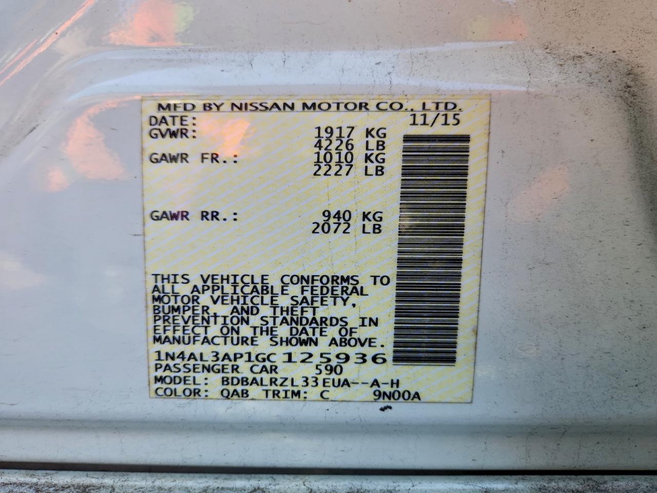 2016 NISSAN ALTIMA 2.5 photo 23