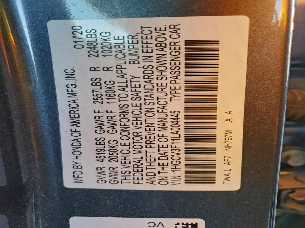 2020 HONDA ACCORD HYBRID photo 37