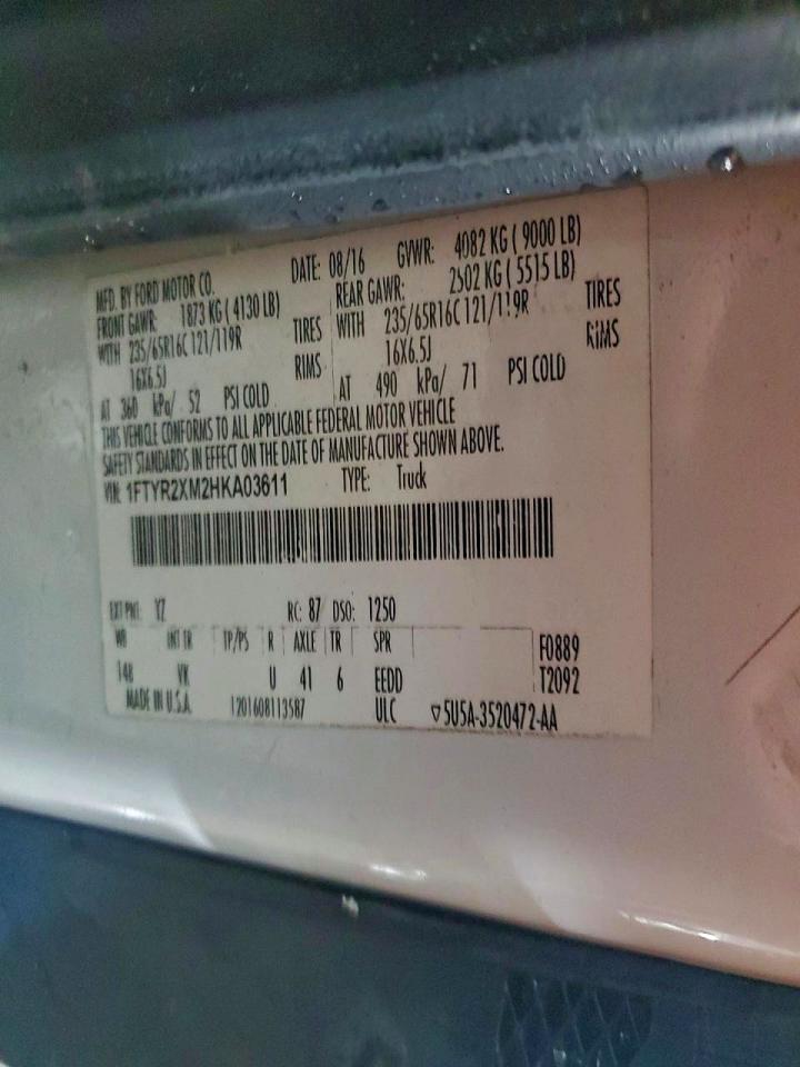 2017 FORD TRANSIT T-250 DELIVERY VAN photo 13