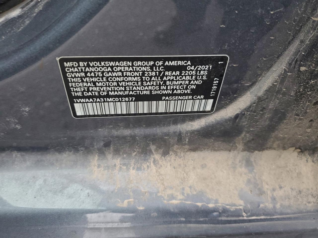 2021 VOLKSWAGEN PASSAT S photo 12