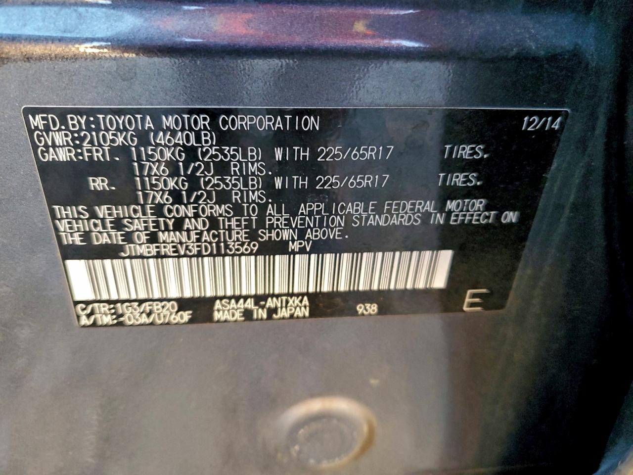 2015 TOYOTA RAV4 LE photo 37