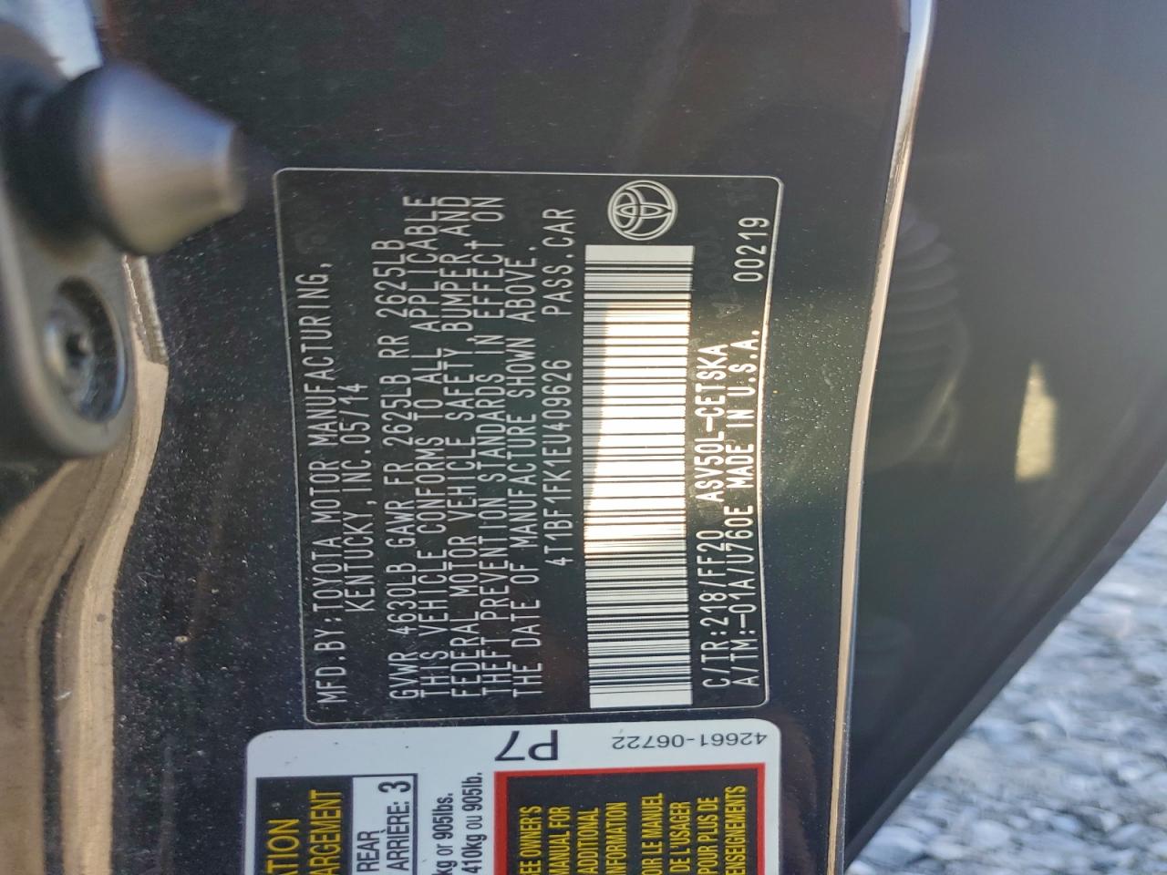 2014 TOYOTA CAMRY L photo 23