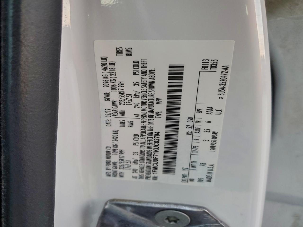 2019 FORD ESCAPE S photo 25
