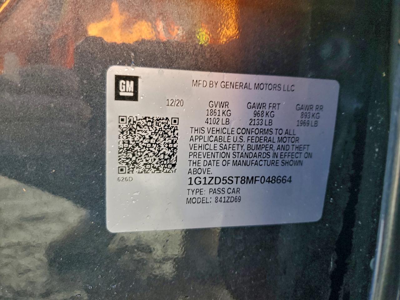 2021 CHEVROLET MALIBU LT photo 12
