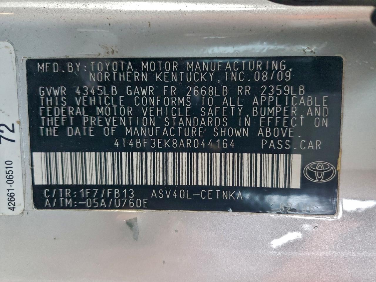 2010 TOYOTA CAMRY BASE photo 34
