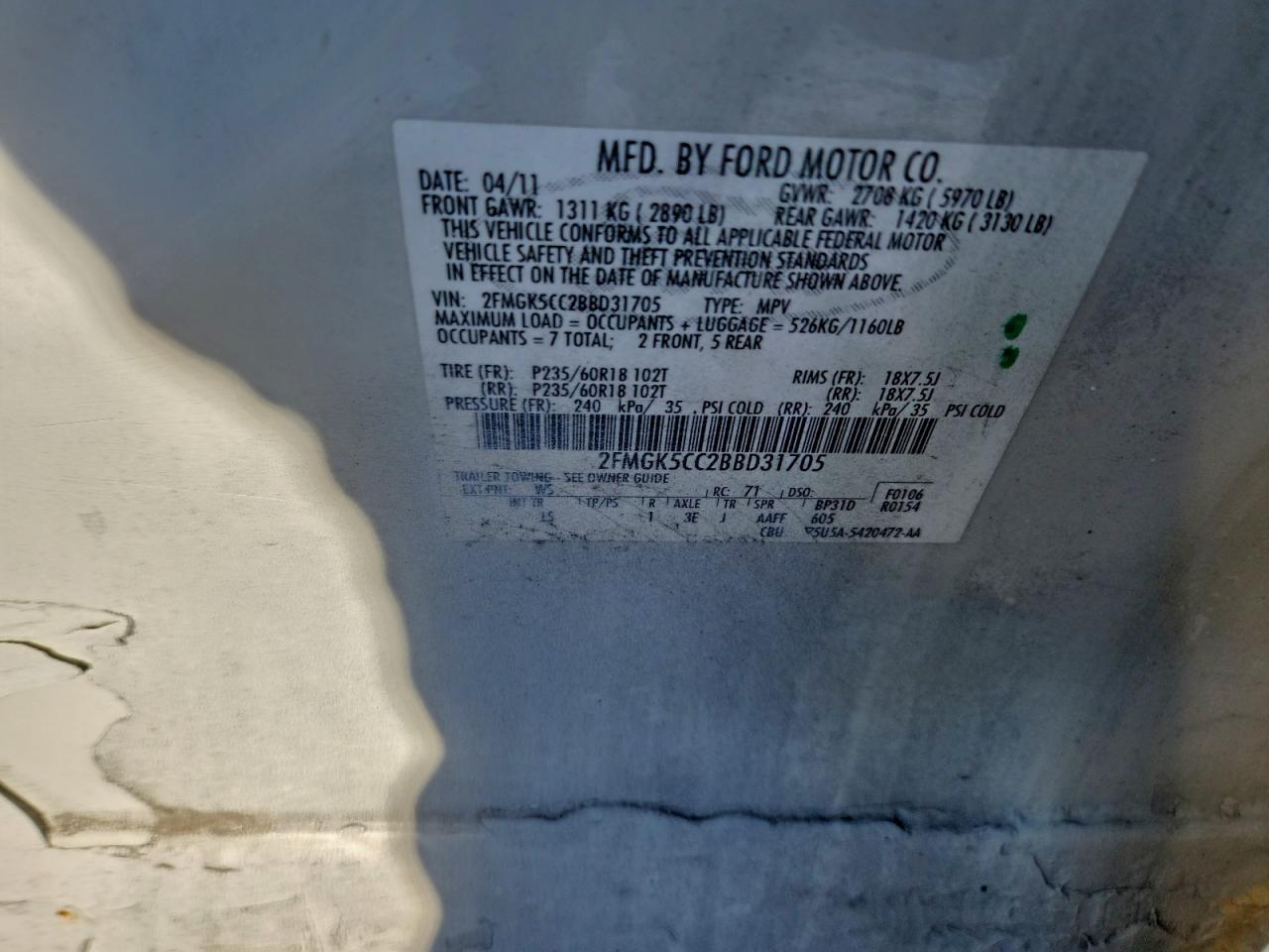2011 FORD FLEX SEL photo 25
