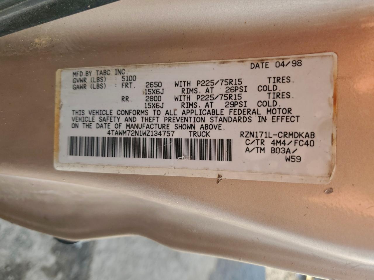 1998 TOYOTA TACOMA XTRACAB photo 23